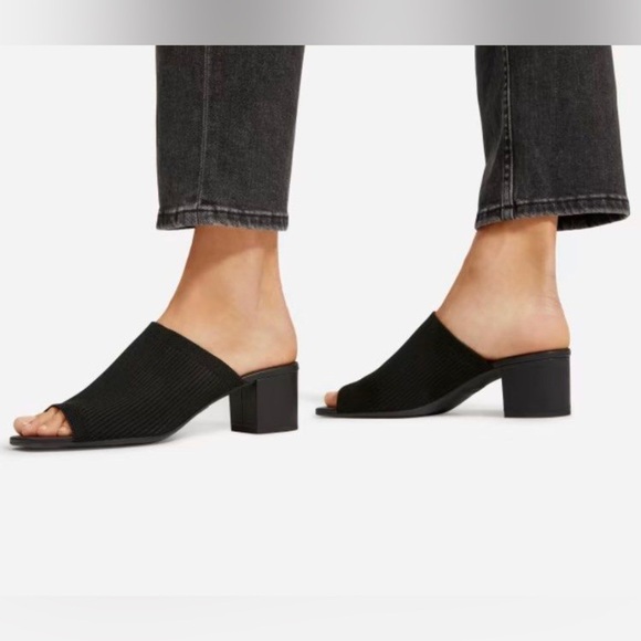 Everlane The Glove Mule in ReKnit Womens Size 7 Knit Fabric Black Block Heel - Picture 16 of 16